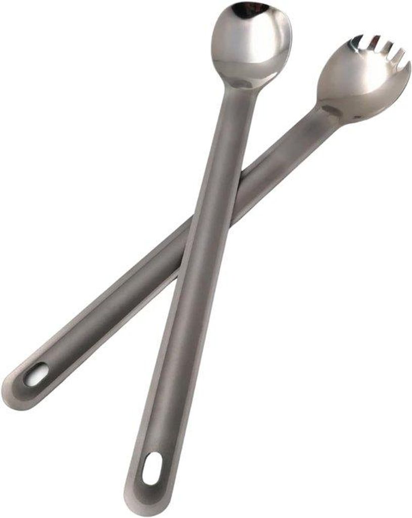 Leichtes 2-teiliges Campingbesteck - 2-in-1 langes Löffel - Spork - Ultralight Kaffee Löffel - Dessert Löffel - Gabel - Reisebesteck - Outdoor B...