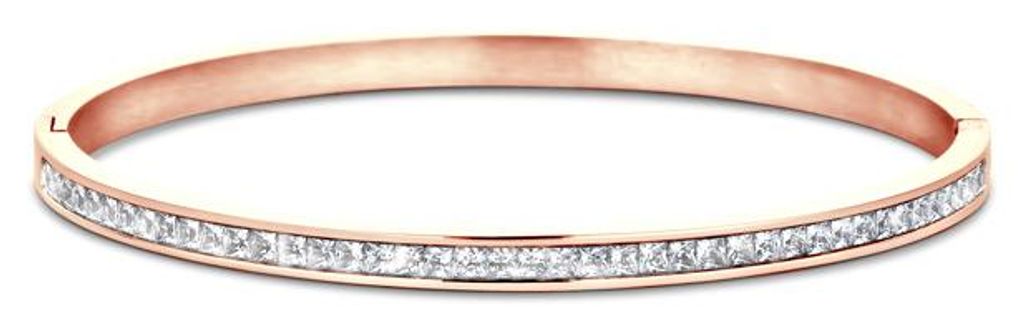 CO88 Collection 8CB-90889 Stahlarmband – Damen – Armreif – Zirkonia – 5 mm breit – 55 x 60 mm – Stahl – Roségoldfarben