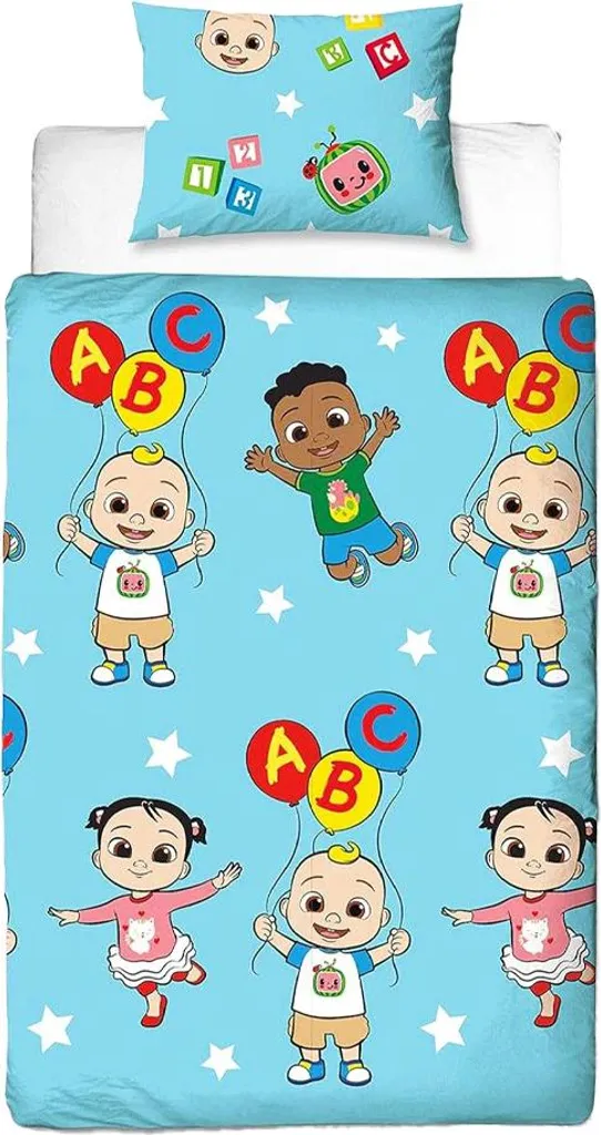 Parure de Lit Enfant Cocomelon Réversible pour Lit Simple 1 Personne