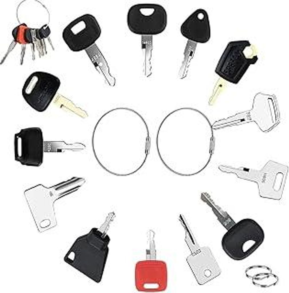 Baumaschinen Schlüssel Set Zündschlüssel 17Stk Bagger Schlüssel Kit Universal für Maschinen Motor Startschalter Zündschlüssel für Bagger Tr...