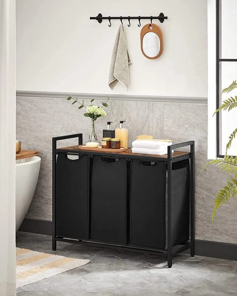 Organisateur de Linge Triple pour Famille avec Tablette de Salle de Bain