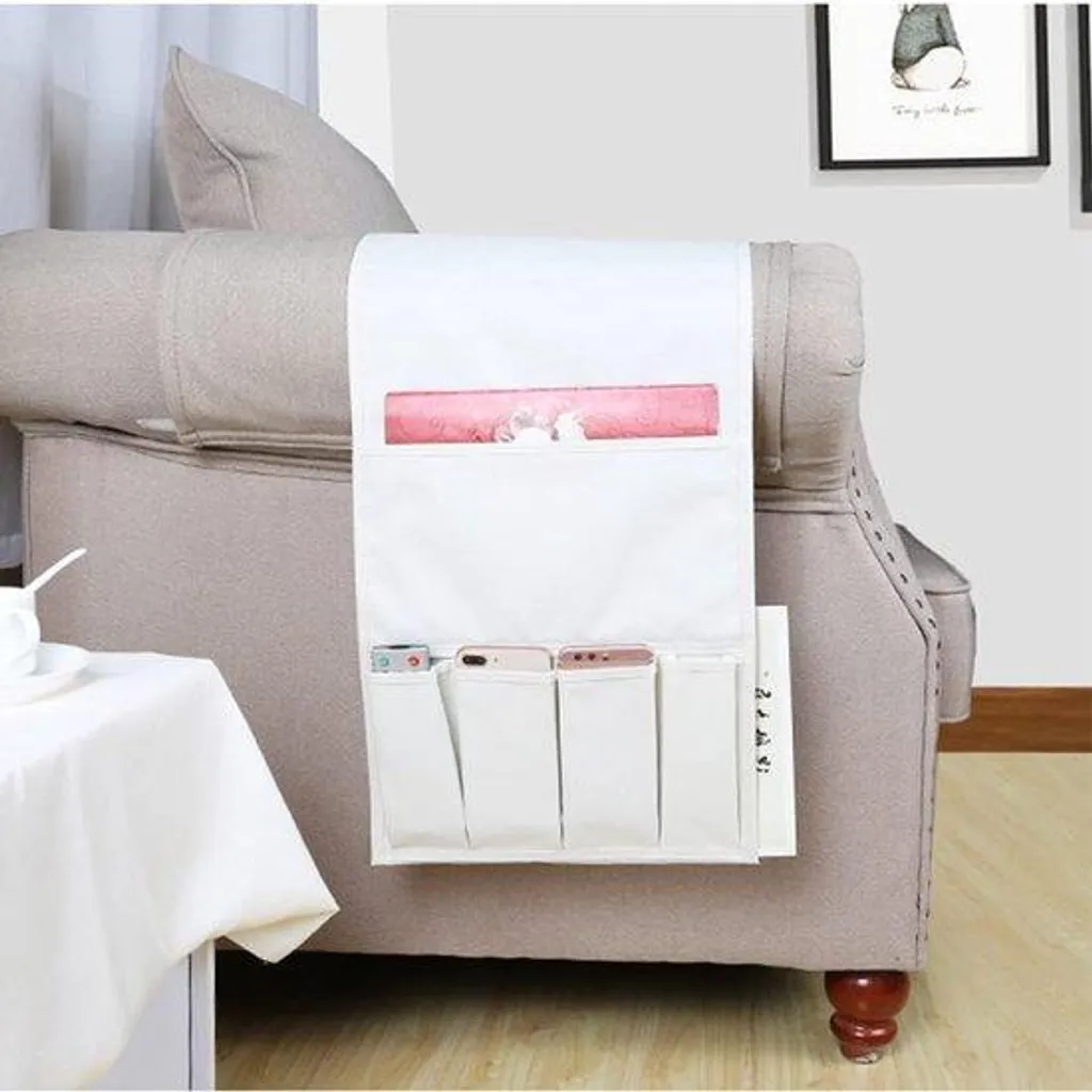 Rangement d'accoudoir de canapé multi-poches en textile Oxford Gris