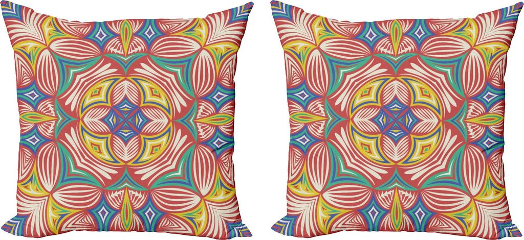ABAKUHAUS Bunt Kissenbezug Set (2Stück), Im modernen Stil Abstrakte Formen Ureinwohner Design-Inspirations Tribal Illustration, 40 x 40 cm, Mehrfa...