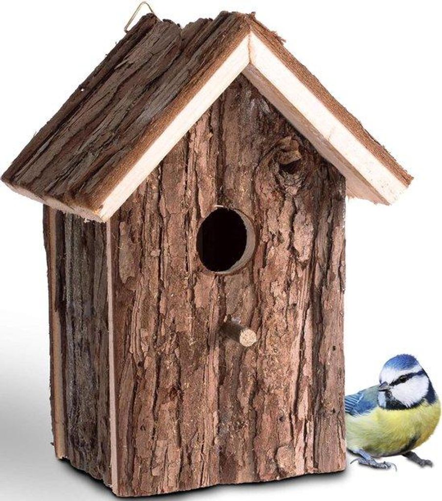 Holz Vogelhaus - Futterhaus für Wildvögel - 1 Stück - Naturmaterial - 16 x 19,5 x 11,5 cm