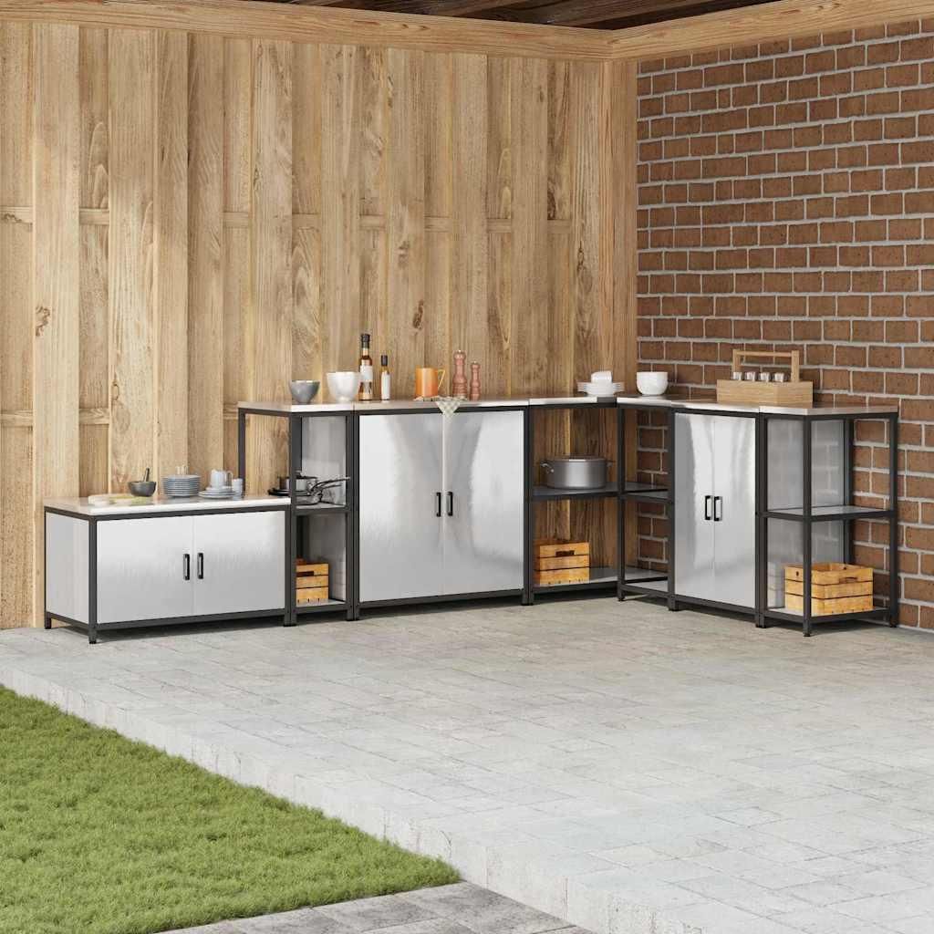 Küchenlageregal mit Regal mit Speicher Silber 60 x 50 x 92 cm Edelstahl, Küchenschränke Design Möbel Neu
