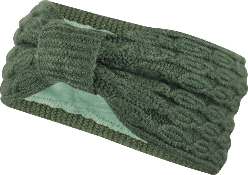 Stirnband Damen, Strick Haarband im Twist Knoten Schleife Design, Ohrenschützer Mädchen mit weichem Fleece Innenfutter Rosa