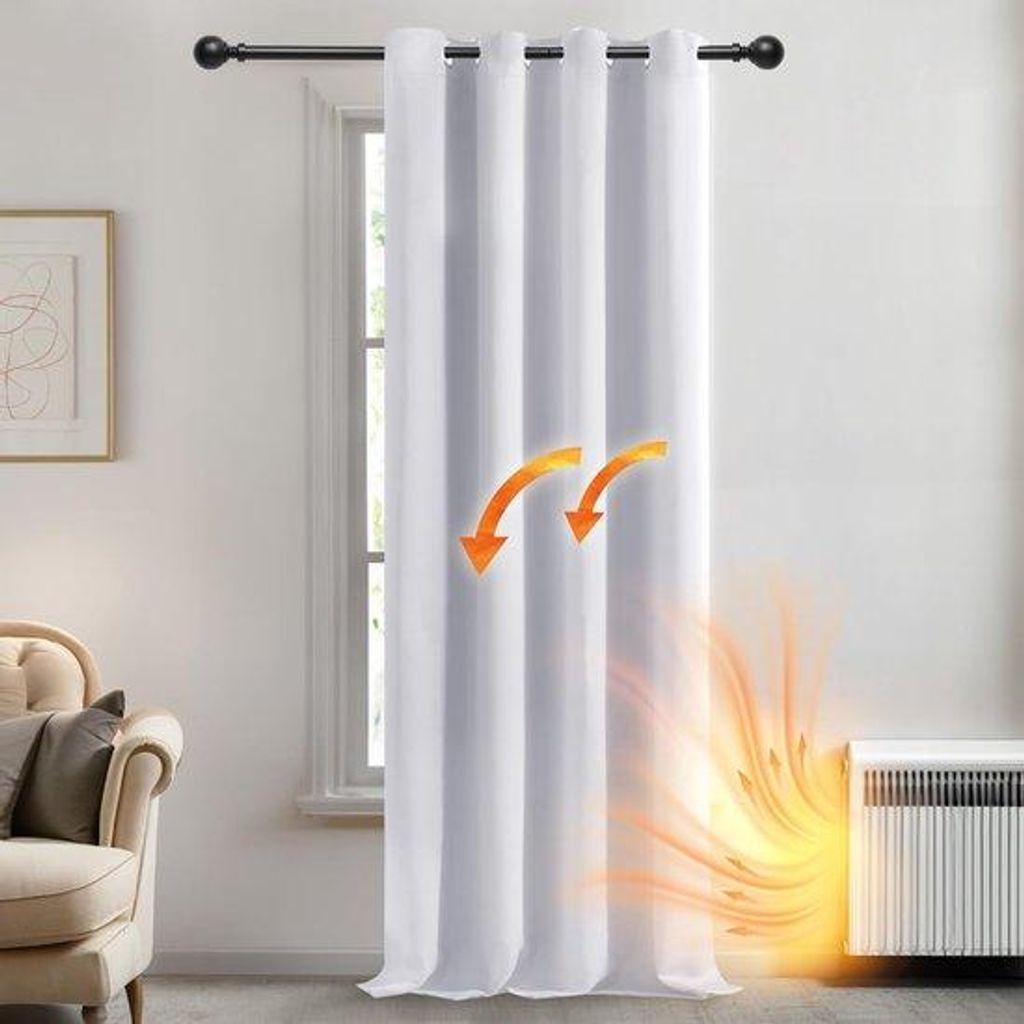 Verduisterende Grijswitte Wandgardine mit Ringen, 140x260 cm, für Schlafzimmer und Wohnzimmer