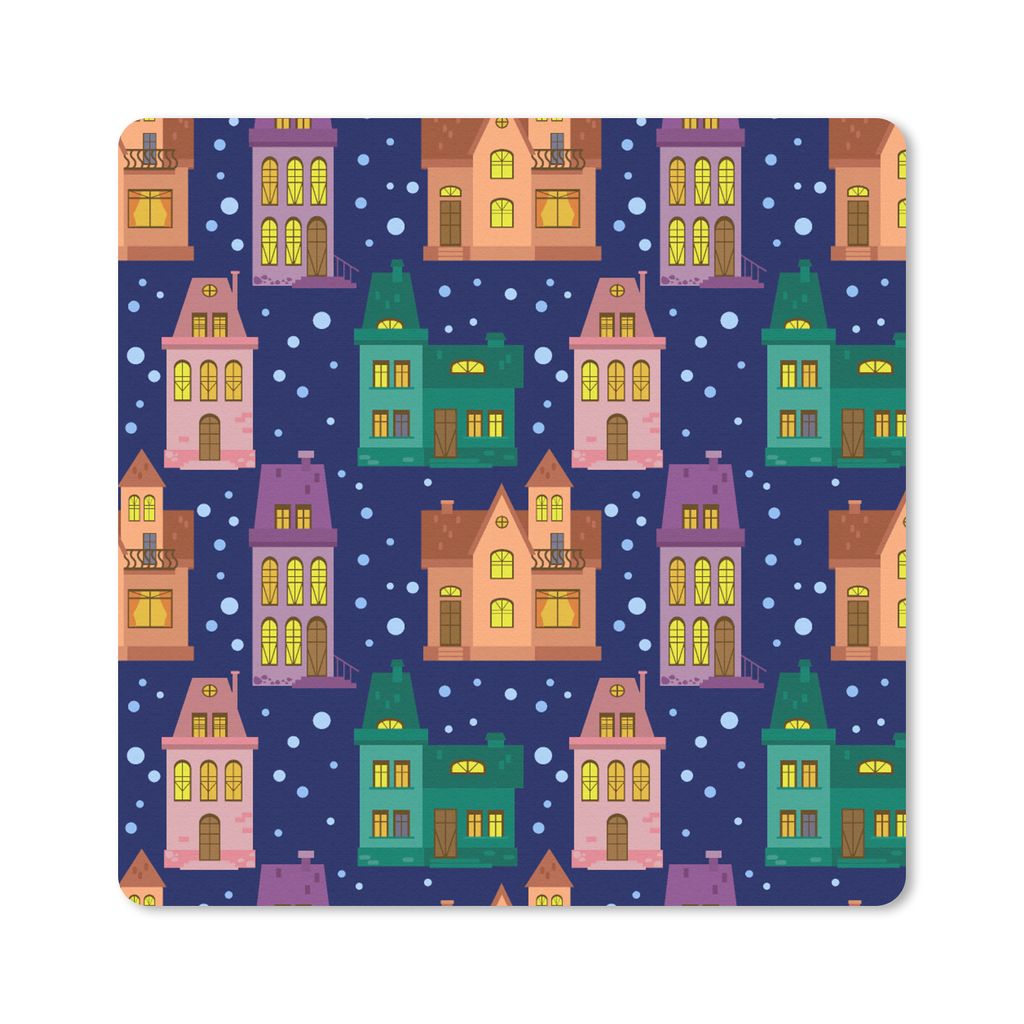MuchoWow Mauspad Mousepad Winter - Muster - Haus 30x30 cm - Mousepads - Maus Mat - Pad - Mausunterlage - Gaming