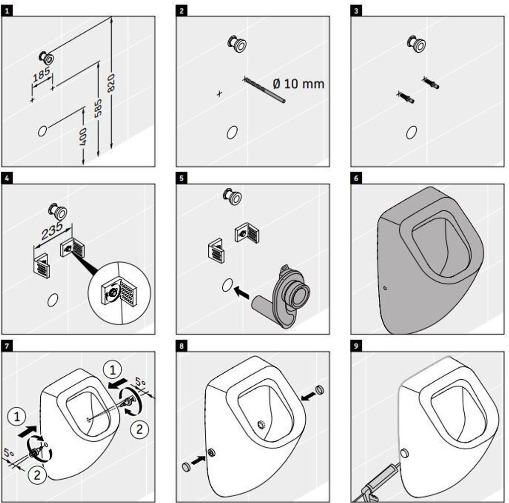 VIGOUR DERBY Urinal Zulauf verdeckt mit SoftClose Deckel & Produktbild 5