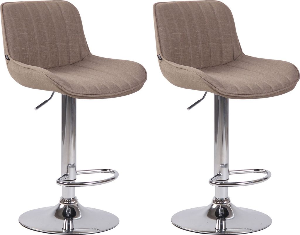 2er Set Barhocker HLO-CP68 Stoff chrom taupe