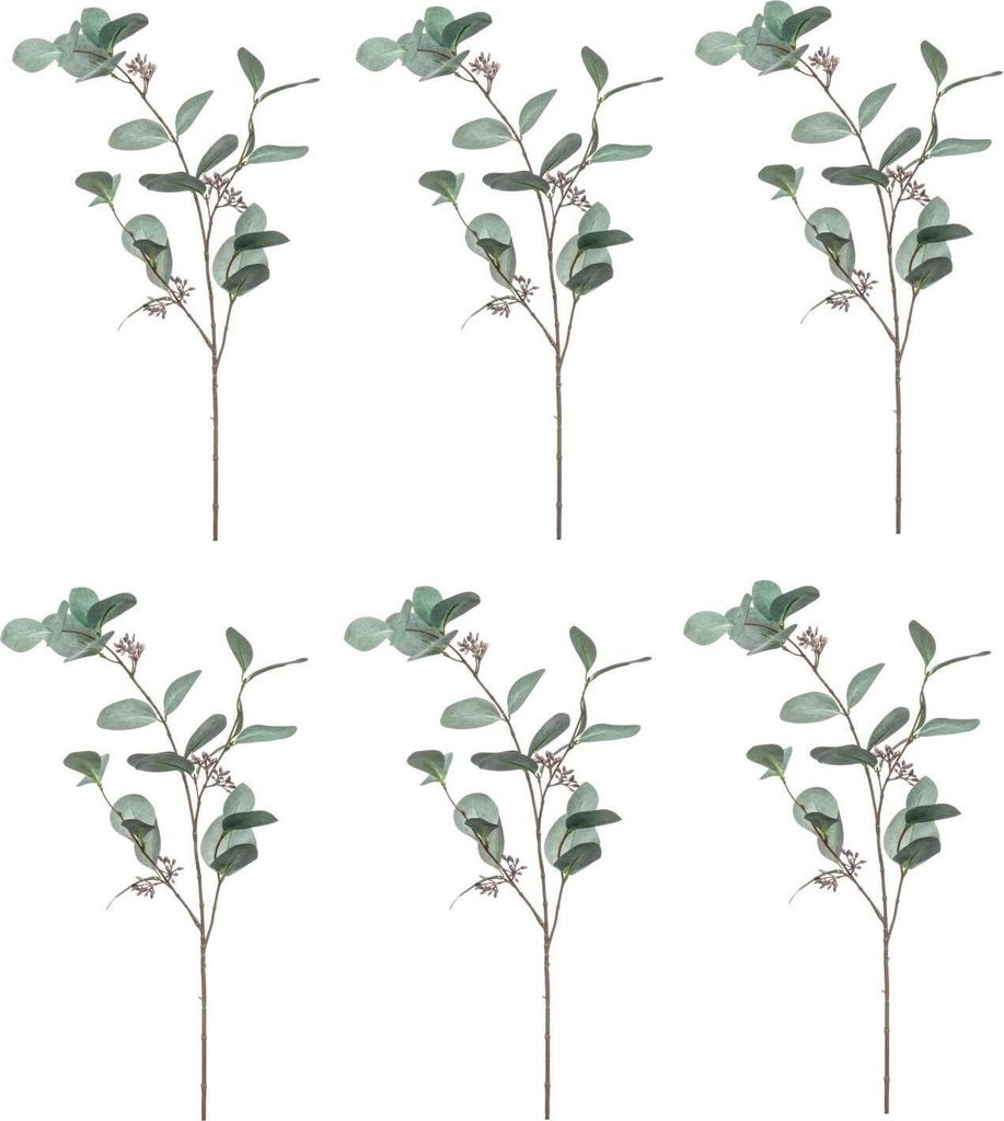6er Set künstliche Eucalyptus Zweige H. 73cm grün grau Produktbild 
