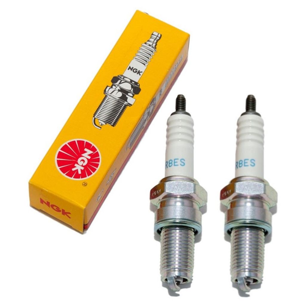 Zündkerzen Set NGK 2x DR8ES Zündkerze entstört, 19,0mm Langgewinde Ø 12,0mm Hex 18,0mm, Elektrodenabstand 0,75mm, Wärmewert 8, 2204 / 5423