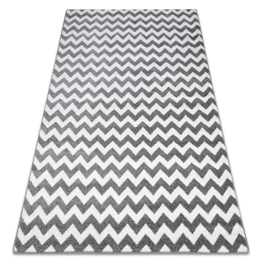 Tapis de Chambre ou Couloir Zigzag Gris - SKETCH 80x150 cm Déco Chic
