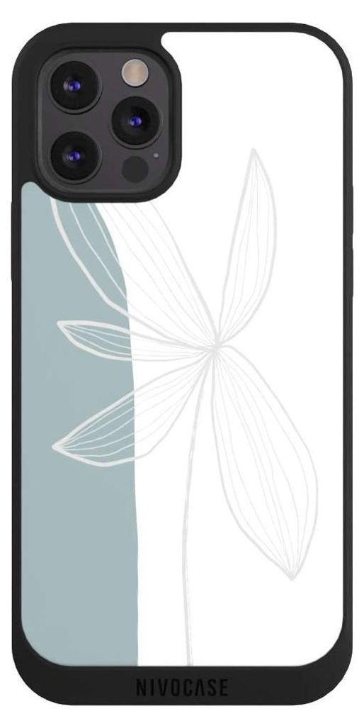 NIVOCASE Handyhülle für Apple iPhone 12 Pro Max Hülle NIVOpure Case Schwarz Blume Boho Pastell