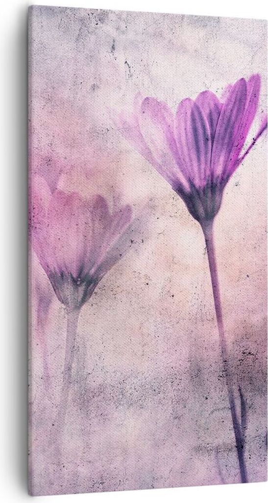 Bild auf Leinwand - Leinwandbild - Einteilig - Blumen Rosa Vintage - 55x100cm - Wand Bild - Wanddeko - Wandbilder - Leinwanddruck - Bilder - Wandde...