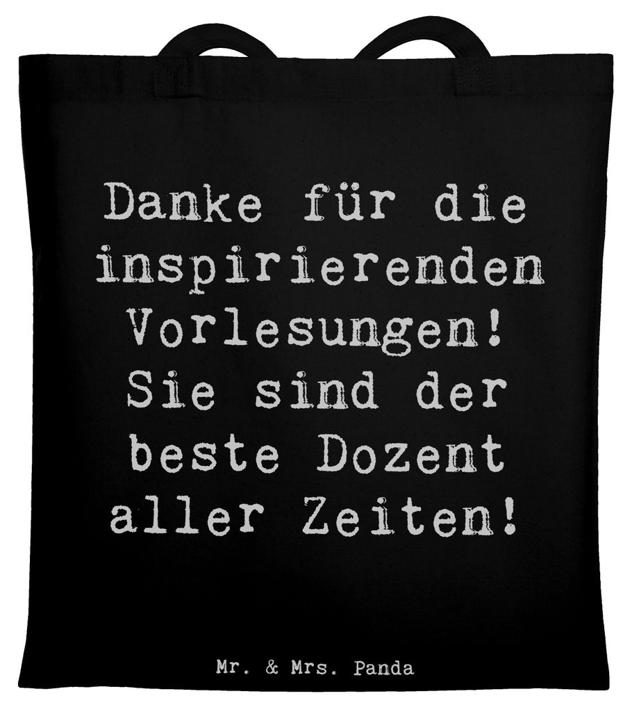 Mr. & Mrs. Panda Schultasche Spruch Bester Dozent - Schwarz - Geschenk, Einkaufstasche, Danke, bestes für Dozenten, Aufmerksamkeit, Tasche, handge...