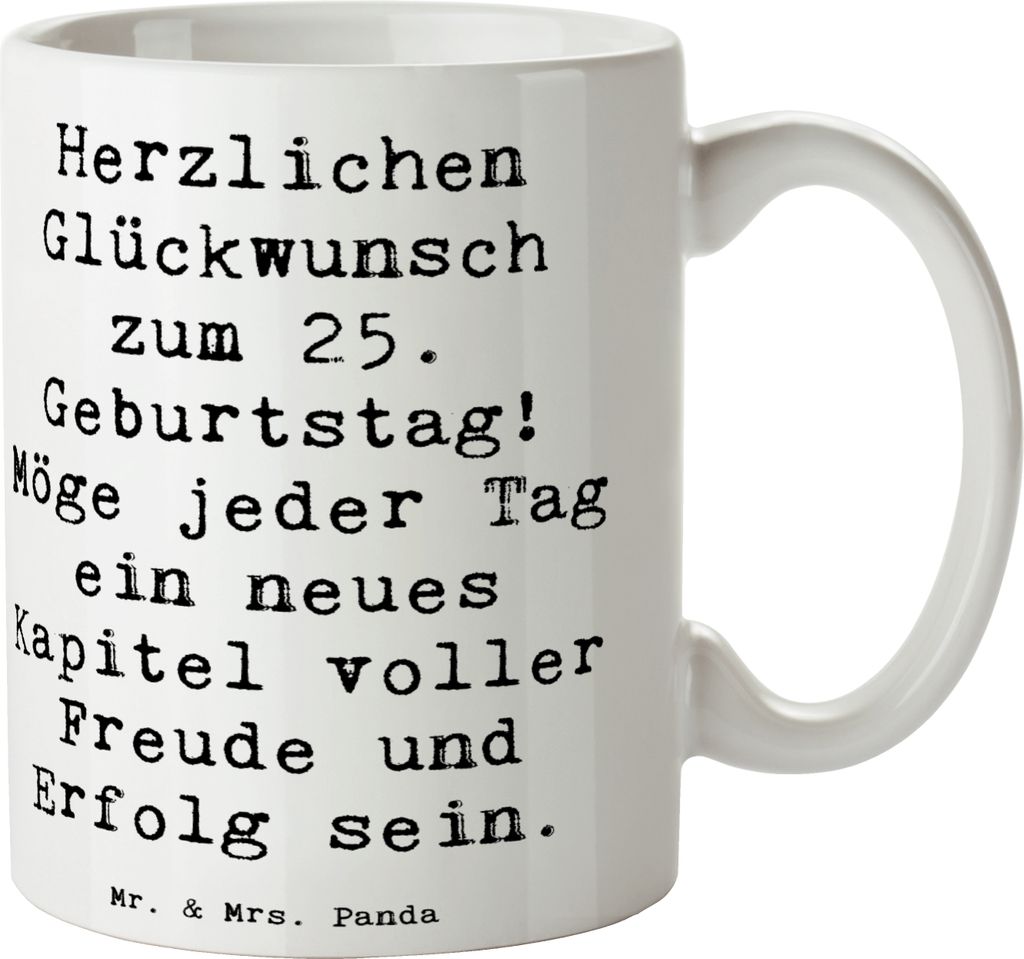 Mr. & Mrs. Panda Becher Spruch 25. Geburtstag - Weiß - Geschenk, Tasse, Lebenswünsche, Herzlichen Glückwunsch, Alter, Handgefertigt, Erinnerunge...
