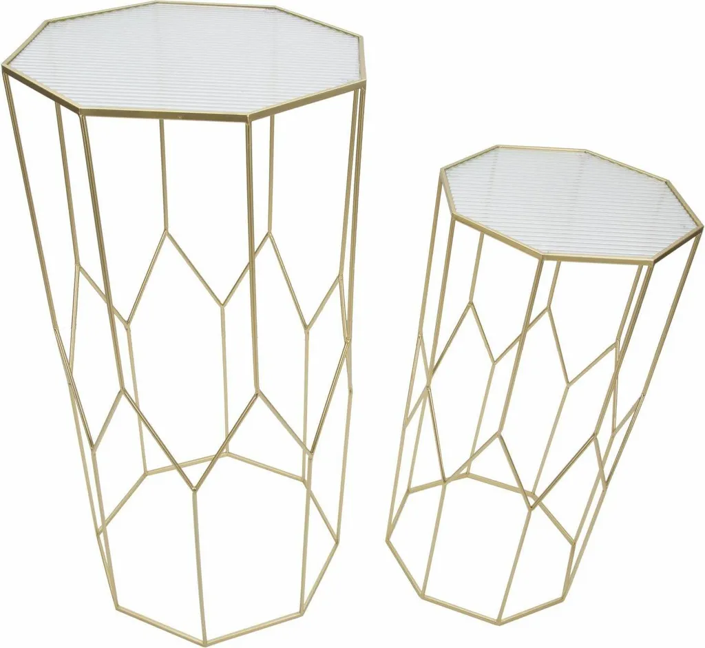Table basse rectangulaire dorée George, meuble chic 50x46x100 cm - 5