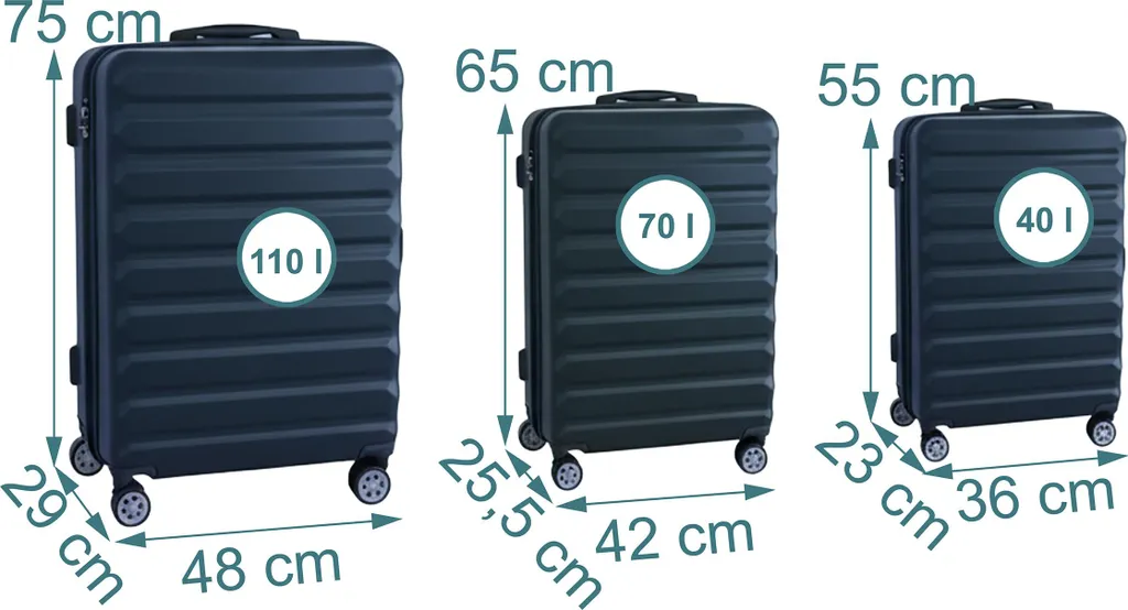Relaxdays Set de valises 3 pièces rigides avec roulettes multidirectionnelles - 4