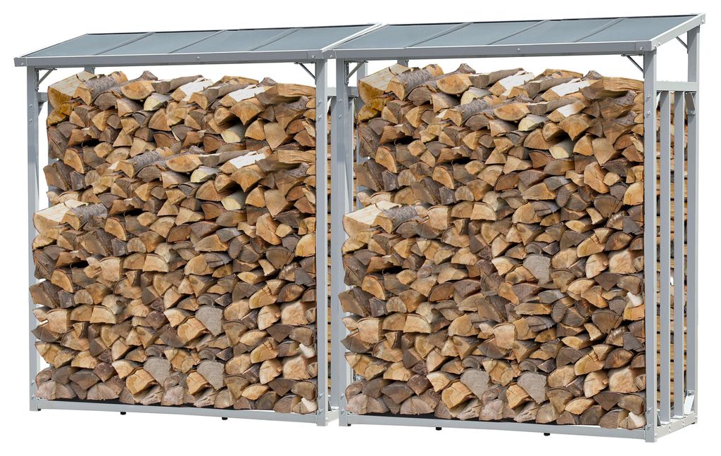 Set 2 Stück Aluminium Kaminholzregal Außen 130 x 70 x 185 Produktbild 