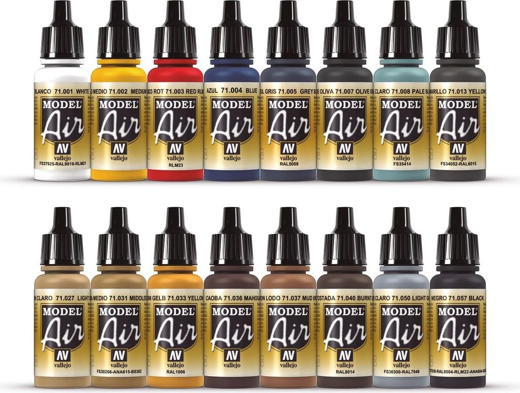 771178 Model Air Basic Colors Acrylverfset - Acrylverf - Geeignet für Air Brush - 16 Stück - Mehrfarbig