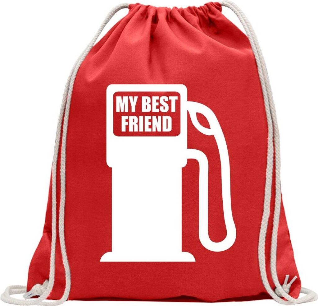 Kiwistar - Turnbeutel - rot - My best Friend - Fun Rucksack Sport Beutel Gymsack Baumwolle mit Ziehgurt