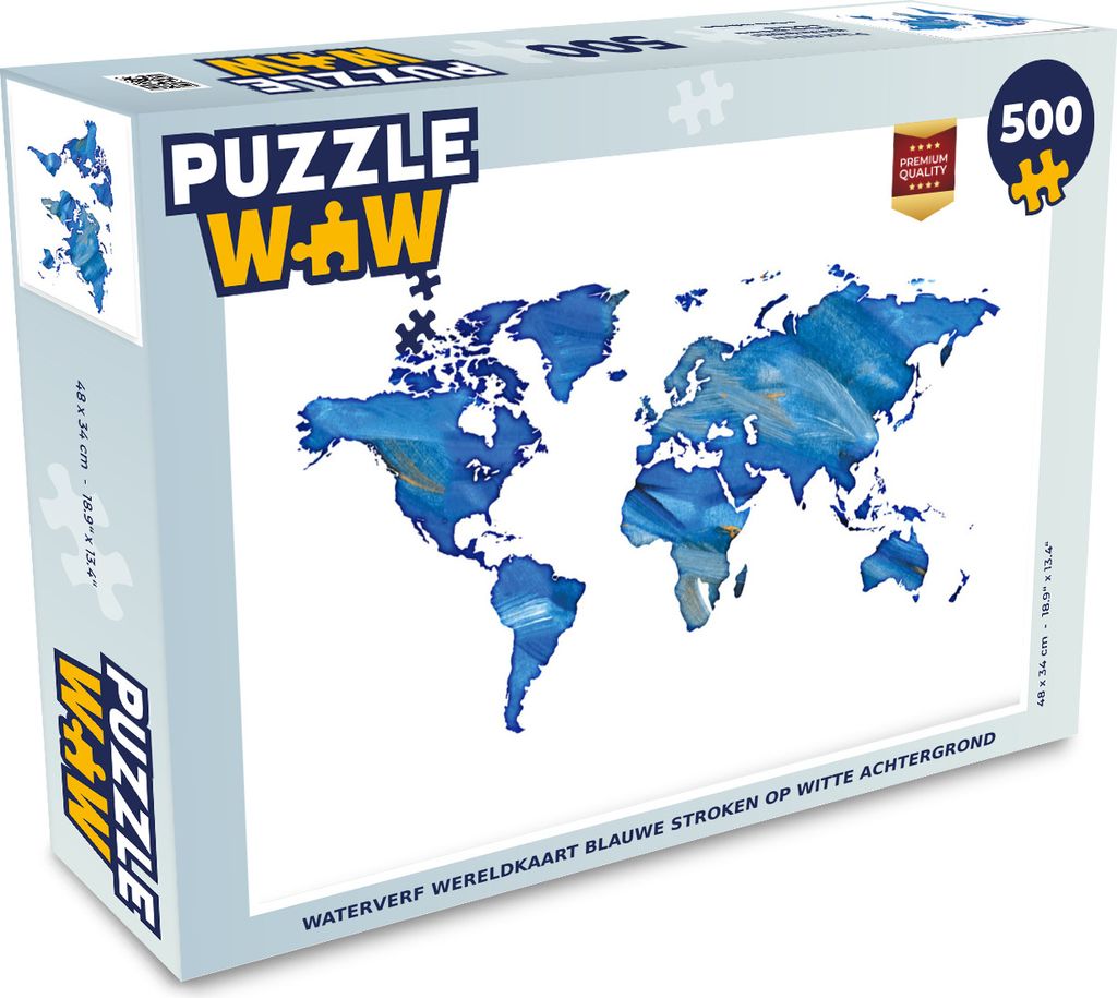 MuchoWow Puzzle 500 Teile Weltkarte - Aquarell - Minimalismus - 500 Teile - Kinder - Selberbauen - Puzzlespiele
