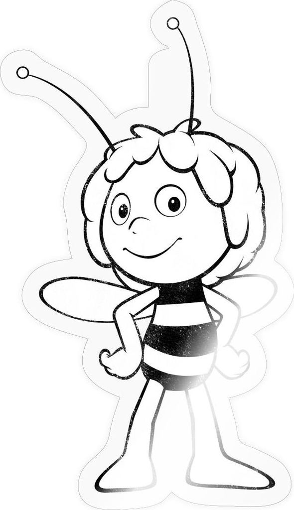 Spreadshirt Biene Maja Schwarz Weiß Line Art Sticker Aufkleber, 10 x 10 cm, Transparent glänzend