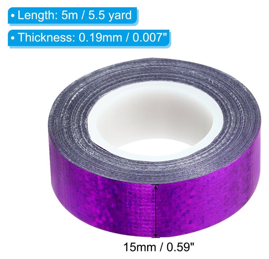 15mmx5m 1Pack Glitzer Klebeband Holographische Kunst Prisma Abdeckb?nder Selbstklebend fš¹r DIY Kunst Handwerk Verpackung Dekoration Violett