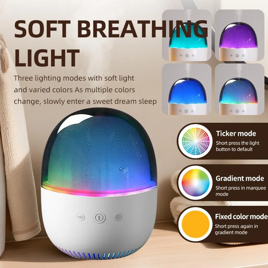 Diffuseur d'arômes à ultrasons 300ml et veilleuse LED Blanc multifonction - 4