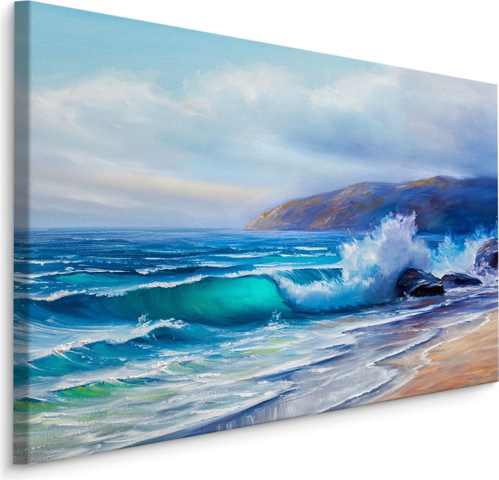 Fabelhafte Canvas LEINWAND BILDER 30x20 cm XXL Kunstdruck Strand Meer Wellen Felsen