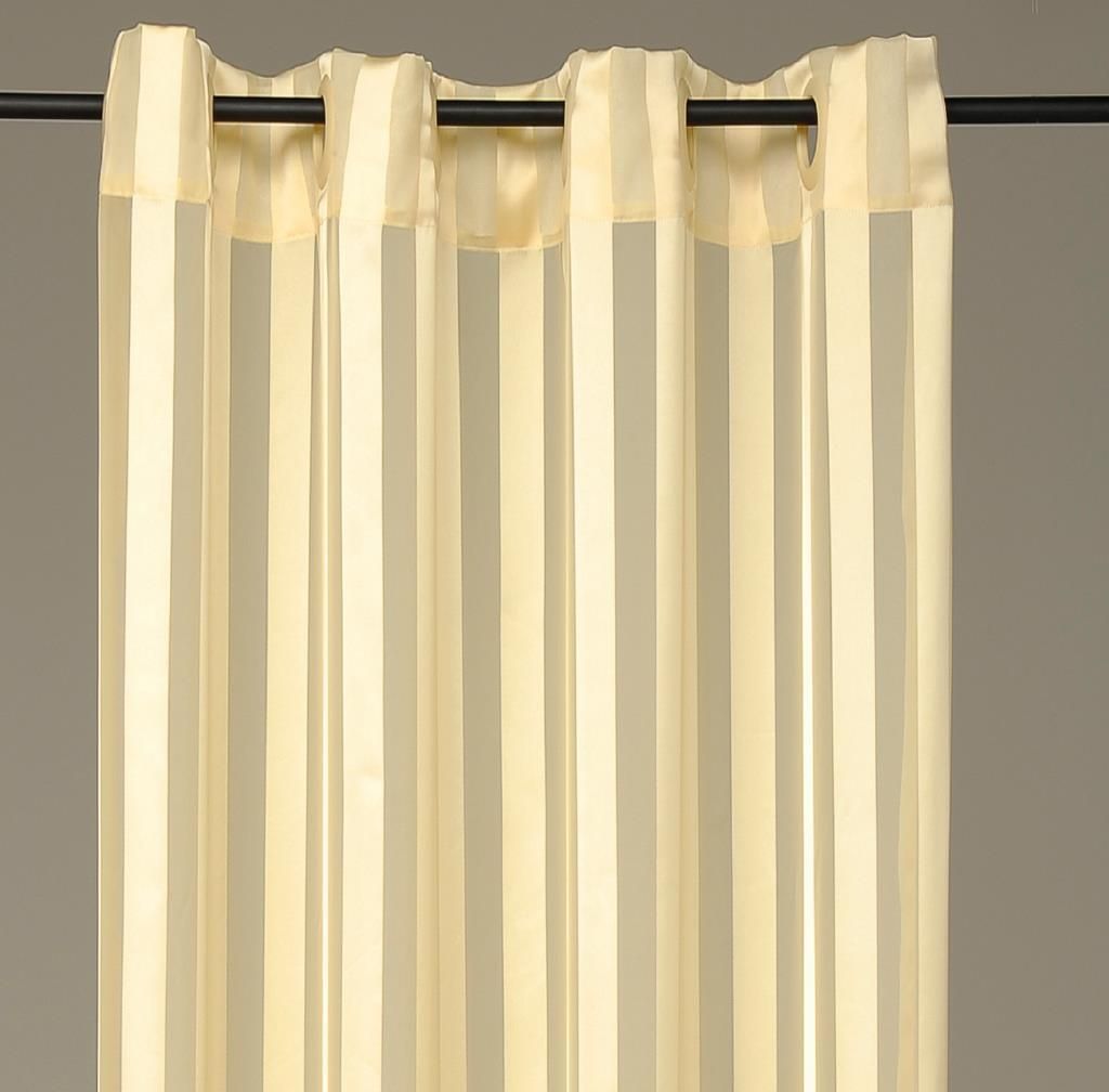 Gardine mit Ösen (Streifen, halbtransparent), Größe: 140x245cm, Farbe: Beige