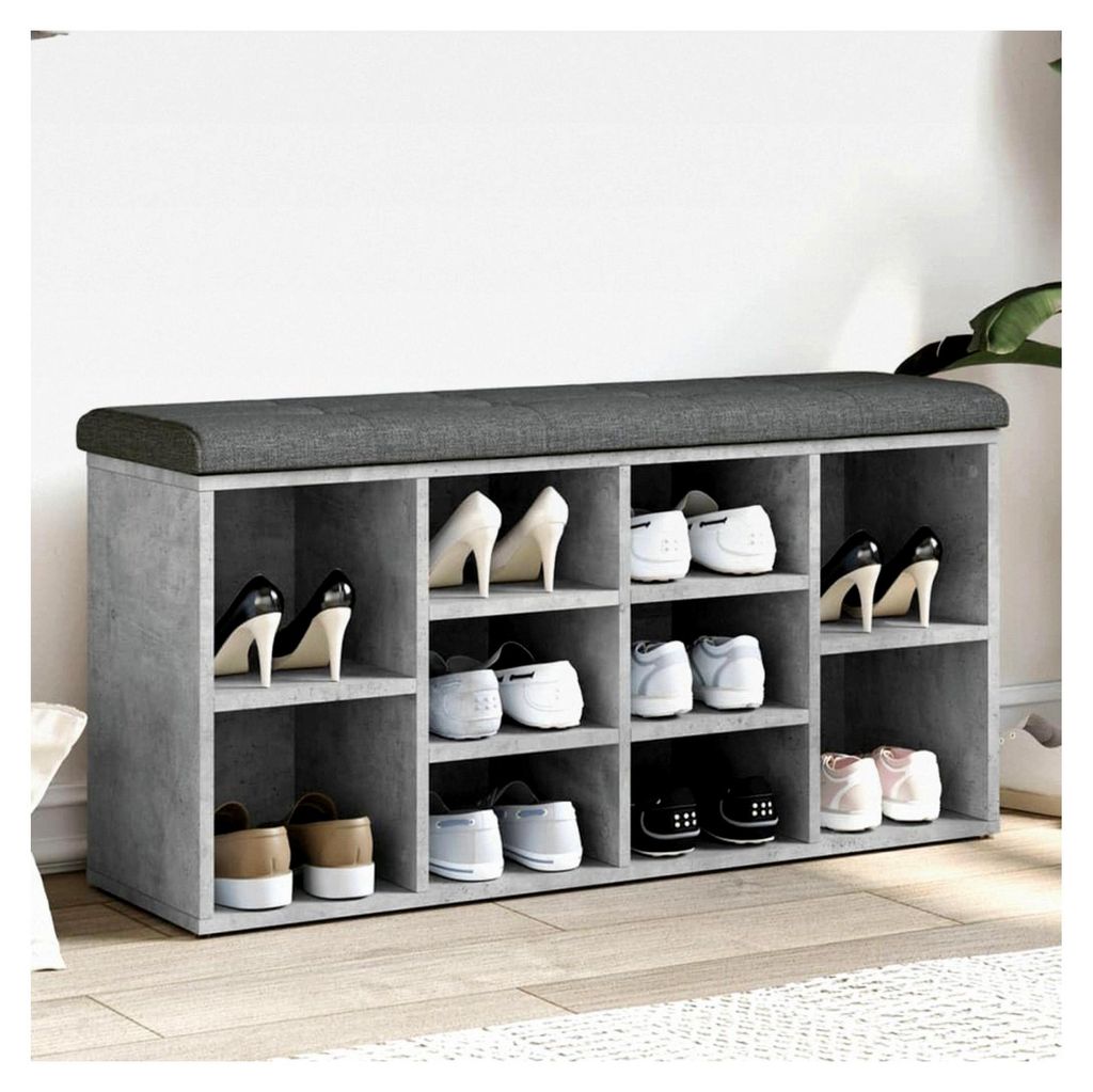 Schuhbank in Betongrau 102x32x50 cm aus Holzwerkstoff