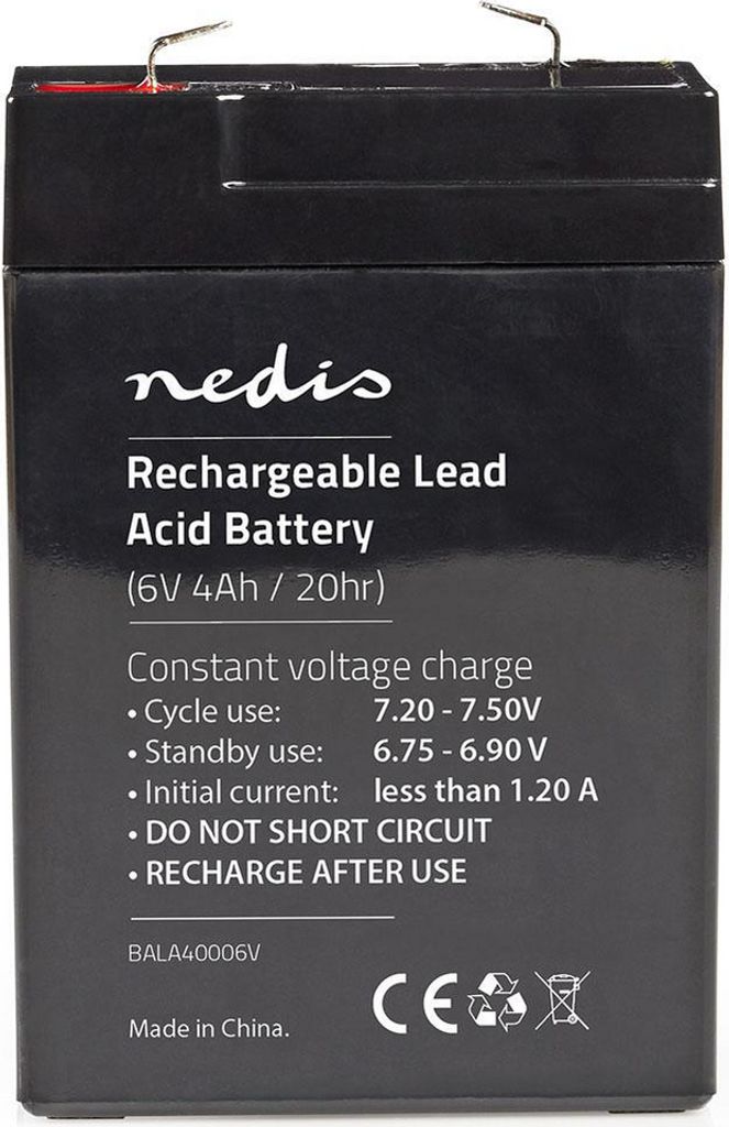 Nedis Wiederaufladbare Blei-Säure-Batterie - Lead-Acid - Wiederaufladbar - 6 V - 4000 mAh