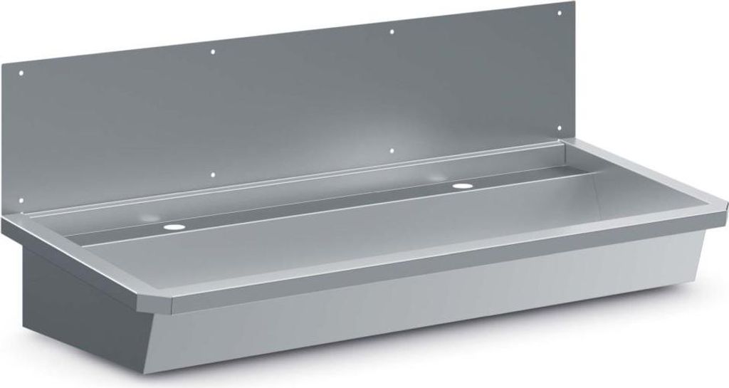 Edelstahl Waschbecken 1 Ablasshahn 1200Mm Ablaufstopfen Und Schutzwand Inklusive