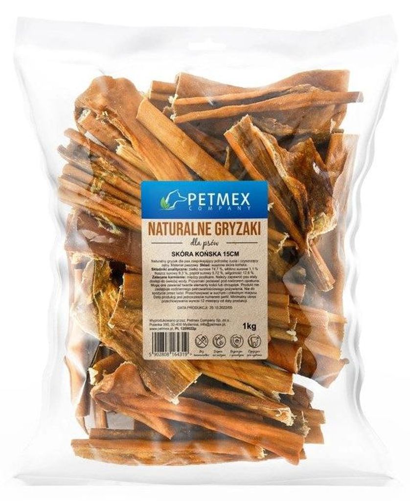 PETMEX Horse skin 15 cm - leckerli für hunde - 1kg Produktbild 