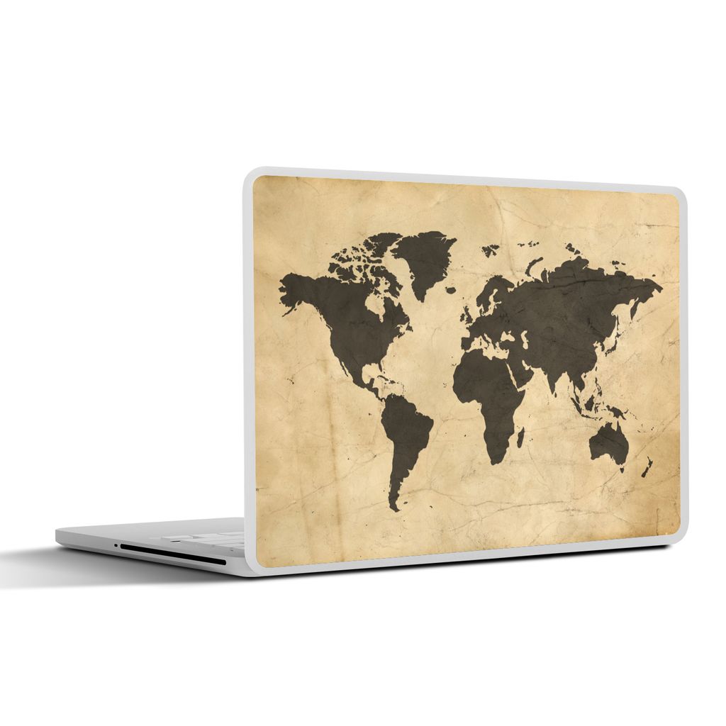 MuchoWow Laptop Aufkleber Sticker Cover Weltkarte - Sepia - Vintage - Braun 25x18 cm - Laptop-Deko