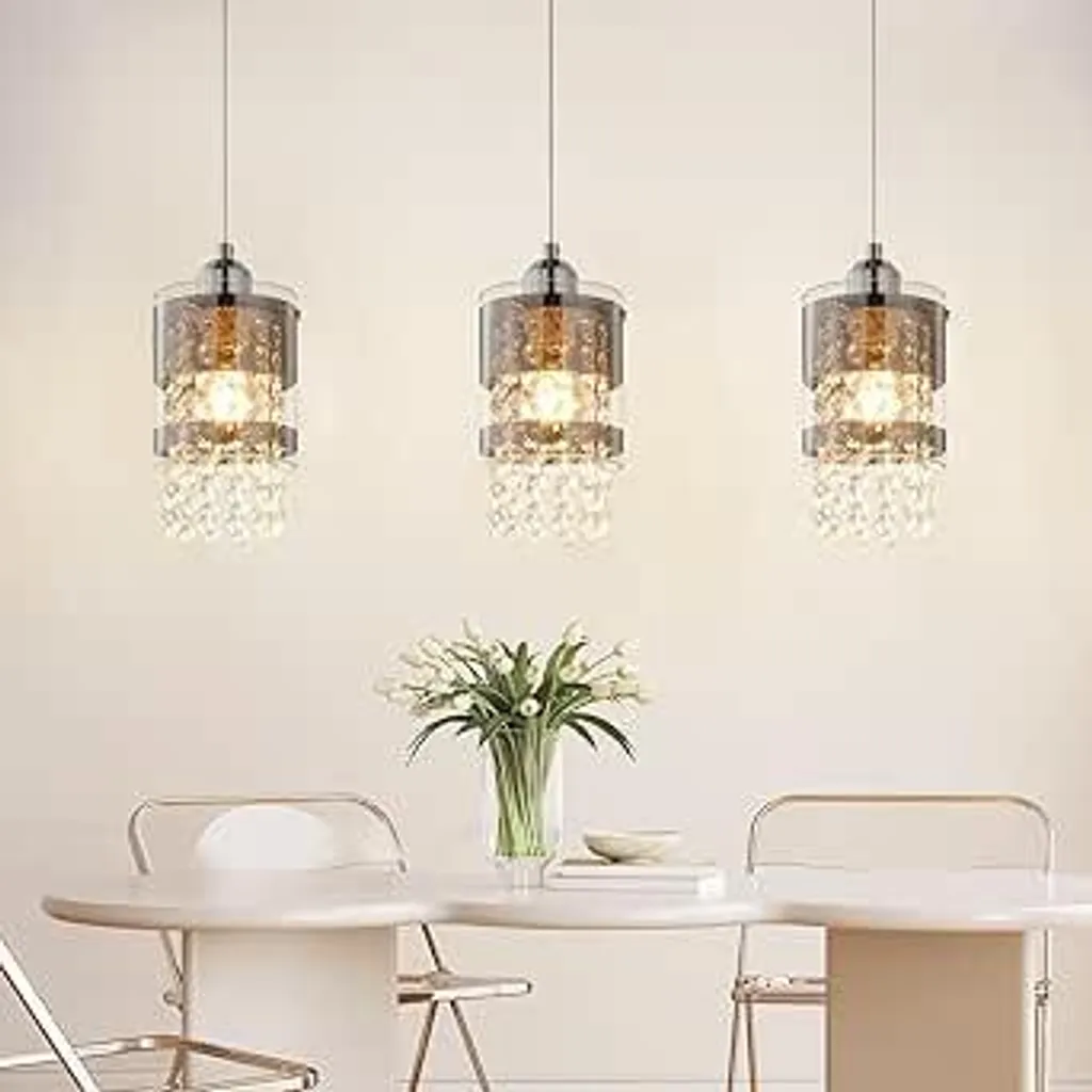 Luminaire de Salon et Chambre Suspension Verre Réglable 3 Lampes E27