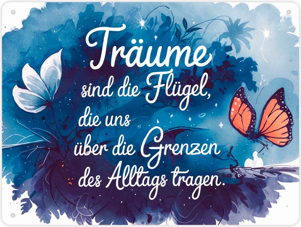 Schmetterlingstraum - Flügel des Alltags Metallschild XL in 21x28 cm