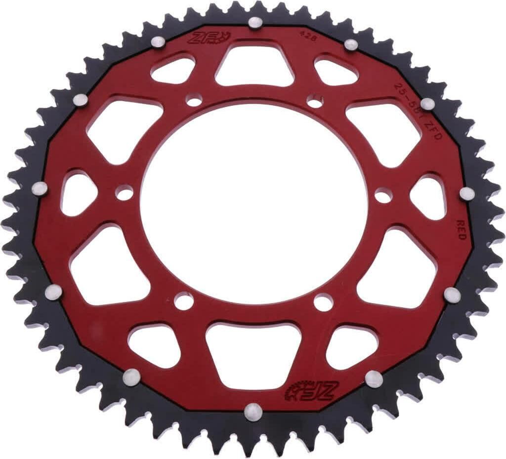 ZF Krone 58 Zähne Teilung 428 Rot Schwarz Dual ZFD-25-58-ROT