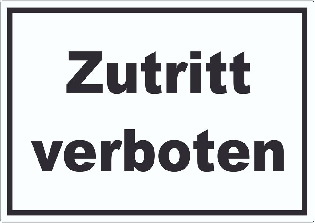 Zutritt verboten Aufkleber schwarz-weiß A8 (52x74mm)