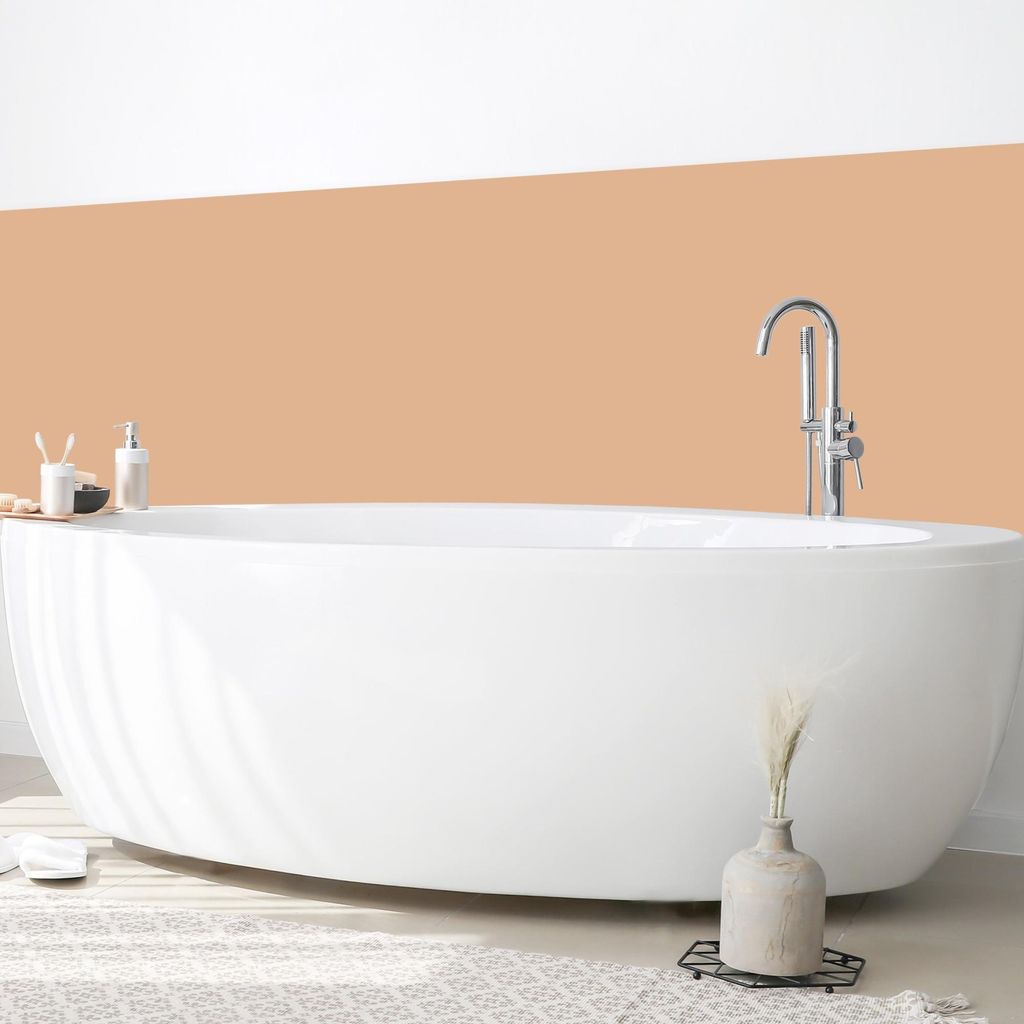 Wandverkleidung Bad mit Motiv selbstklebend - 0.35 mm Wandpaneel matt wasserfest Design orange Unifarben Badrückwand fugenlos 350x90 cm