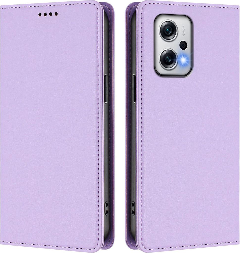 Handyhülle für Xiaomi Poco X4 GT/Redmi Note 12T Pro, Kunstleder Klapphülle Stoßfeste Magnetische Hülle mit Ständer Violett