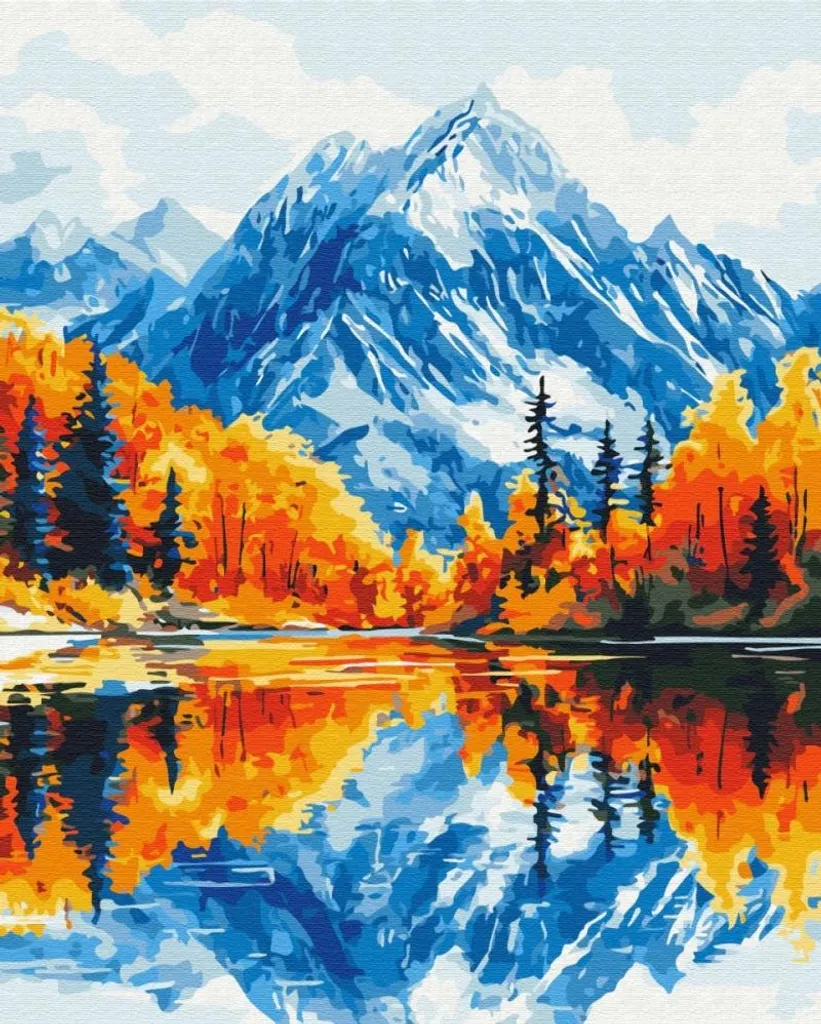 Activité détente Peinture par numéros Automne montagne 40x50 cm