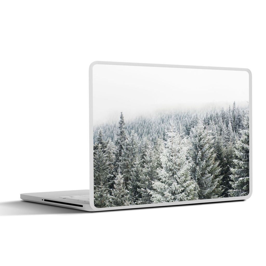 MuchoWow Laptop Aufkleber Sticker Cover Wald - Schnee - Winter - Jahreszeiten - Tannenbaum 31x22.5 cm - Laptop-Deko