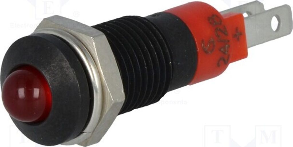 1x Kontrollleuchte: LED 24÷28VDC konvex IP40 Öffng: Ø8,2mm Metall SMRD08014 LED-K