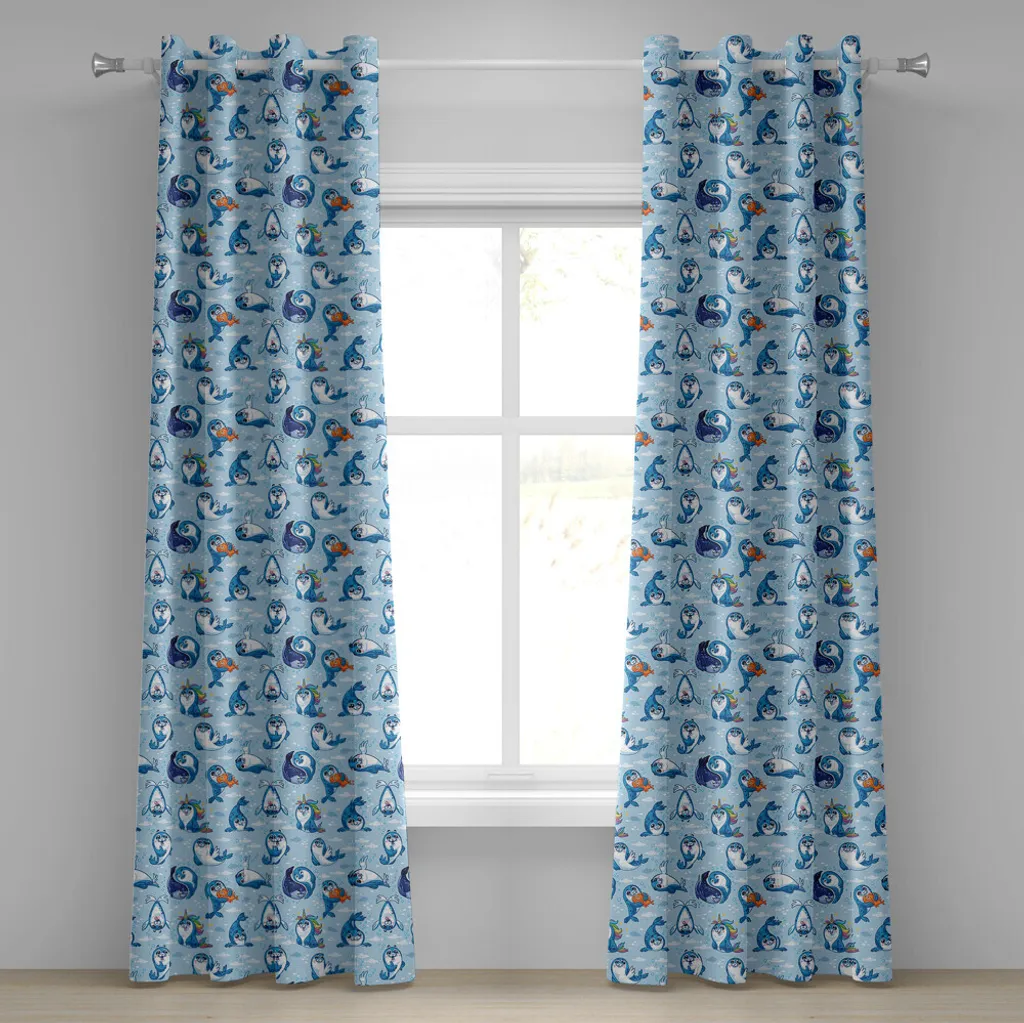 Rideau Enfant facile à poser et laver, motif Animaux Marins 280x175cm