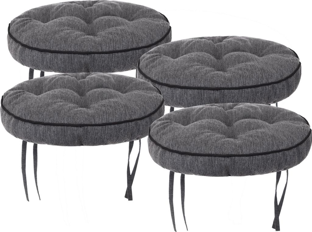 4er Set Stuhlkissen 38x38 cm – Bequemes 10 cm Kissen für Stuhl & Bank & Schemel – Gepolstertes Sitzkissen Stuhl für Stühle und Bänke Grau I...