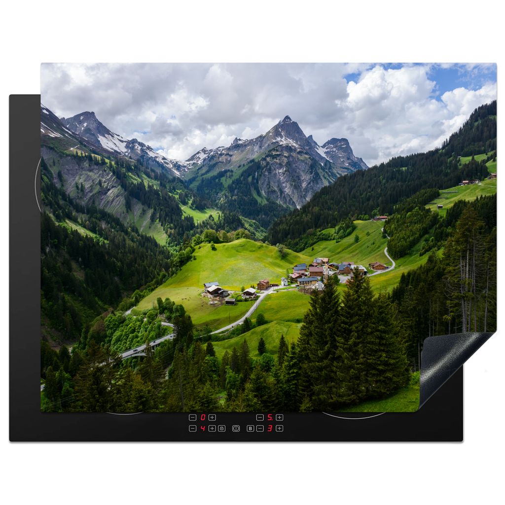 KitchenYeah Herdabdeckplatte Berge in Österreich , 77x59cm, Küche Deko, Glaskeramikkochfeld Herdabdeckung, Abdeckplatte fùr Kochfeld