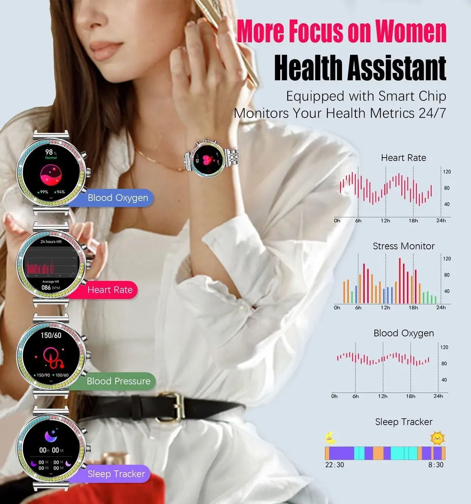 Smartwatch Sportivo Donna Impermeabile 1,25'' HD Chiamate Bluetooth - 5